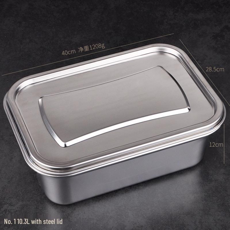 304 Stainless Steel Large Rectangular Food Storage Container for Kitchen and Refrigerator