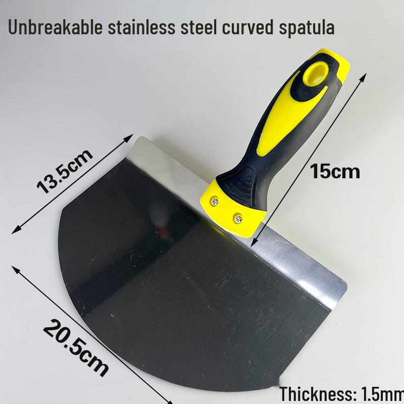 Stainless Steel Gray Curved Fan-Shaped Spatula and Putty Scraper with Thickened Handle - Free Shipping