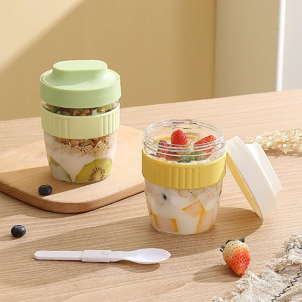 Plastic Yogurt Salad Cup Transparent Lunch Box Multifunctional Oatmeal Cereal Cup  Fitness