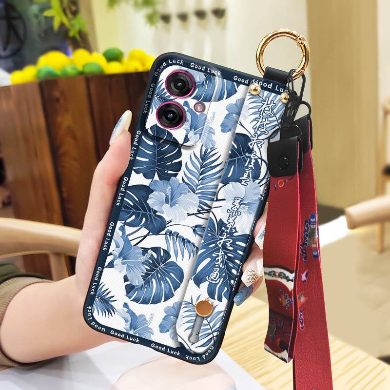 Ring Shockproof Phone Case For MOTO G55 5G Waterproof Phone Holder Silicone Protective Kickstand Anti-knock Wristband