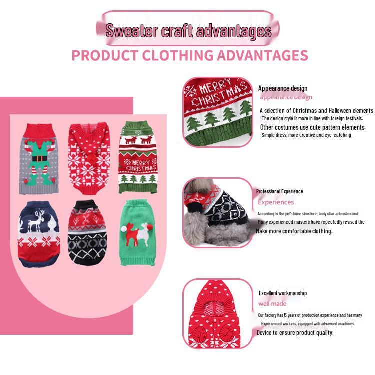 Winter Warm Christmas Snowflake Dog Sweater for Cold-Weather Protection