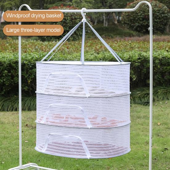 Multi-Layer Hanging Drying Basket with U-Shaped Zipper Design for Food, Fish, and Clothes