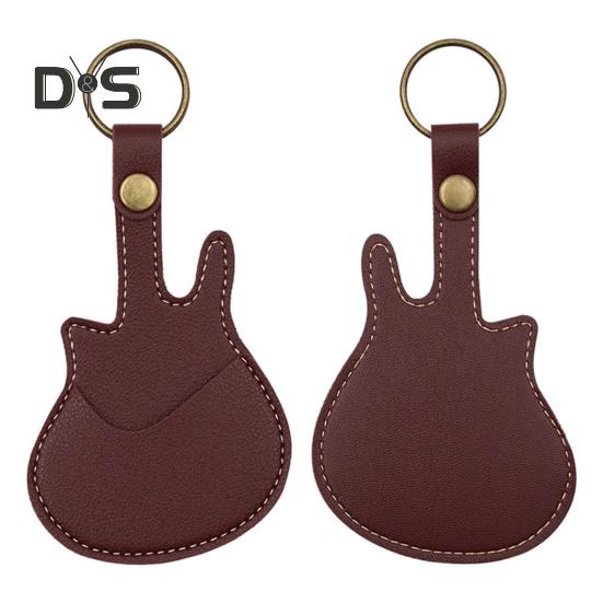 Guitar-Shaped Picks Holder Faux Leather Guitar Pick Case Portable Plectrum Storage Bag for Guitar Players Lovers Teacher