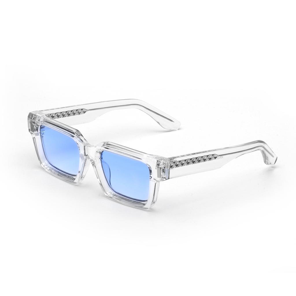 Ruiao Retro Black Designer Sunglasses Vintage for Women Clear Luxury Square Rectangular Blue Lens Man UV400 High Quality