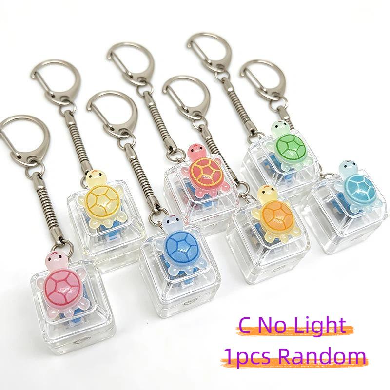 3D Cartoon Turtle Led Keyboard Keychain Fidget Clicker Sensory Stress Relief Toy For Adults Kids