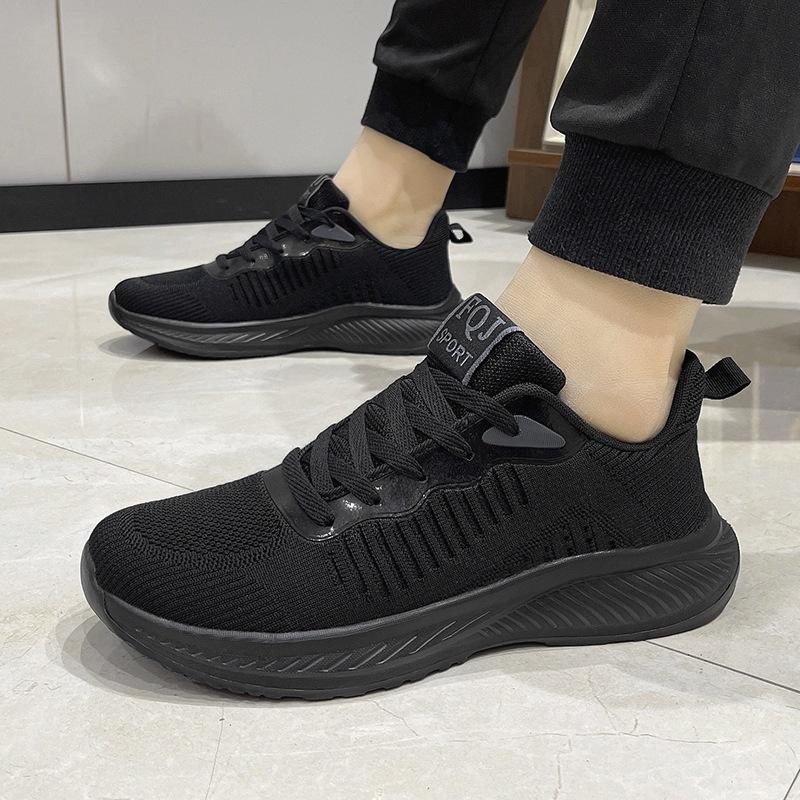 Mesh Breathable Sneakers Autumn Shock Absorption, Light and Comfortable Soft-soled Casual Running Shoes, Black ******** Rope Running Shoes