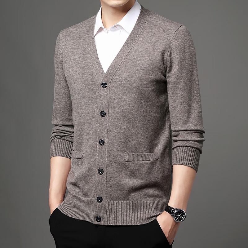 Hengyuanxiang Men's V-Neck Knit Cardigan