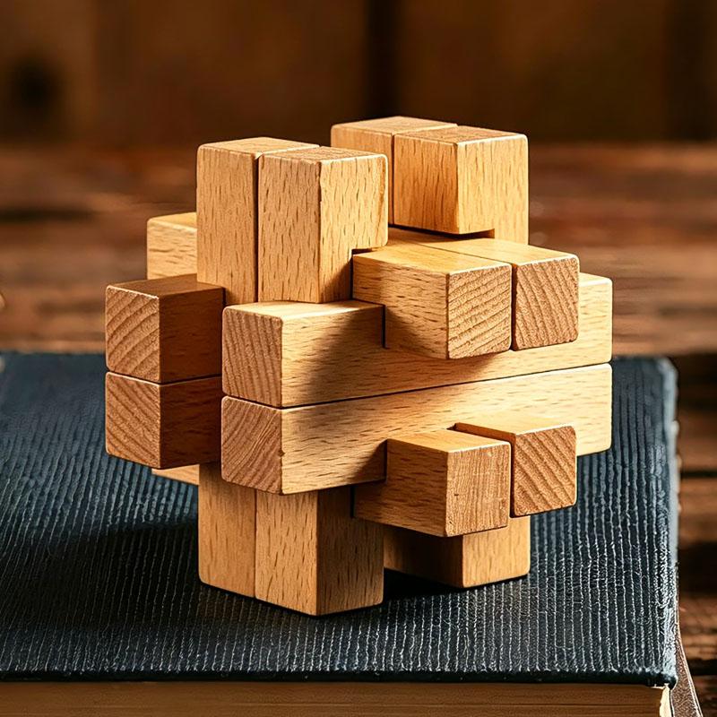 Lu Ban Lock Puzzle Rompecabezas De Madera 3D Educational IQ Logic Fun Challenge Brain Teaser Toys For Kids & Adults