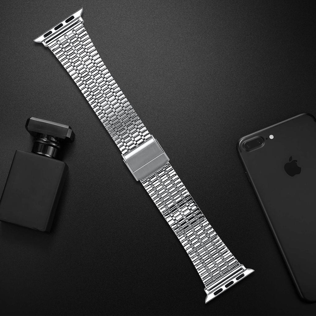 Pasek do zegarka Apple Watch Series 40 mm 42 mm 44 mm 38 mm Luksusowy pasek do zegarka ze stali nierdzewnej do zegarka iWatch Ultra 9 8 7 6 5 4 3 2 1 SE Pasek ze składanym zapięciem 49 mm