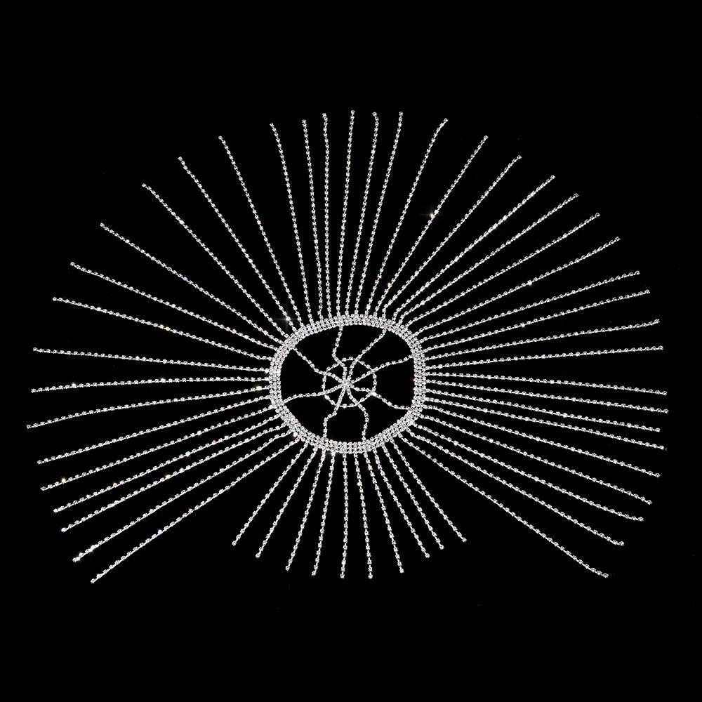 

Роскошная цепочка для волос, стразы, свадебное украшение для головы, преувеличенная хрустальная повязка на голову, сценическое выступление Silver-Style 1