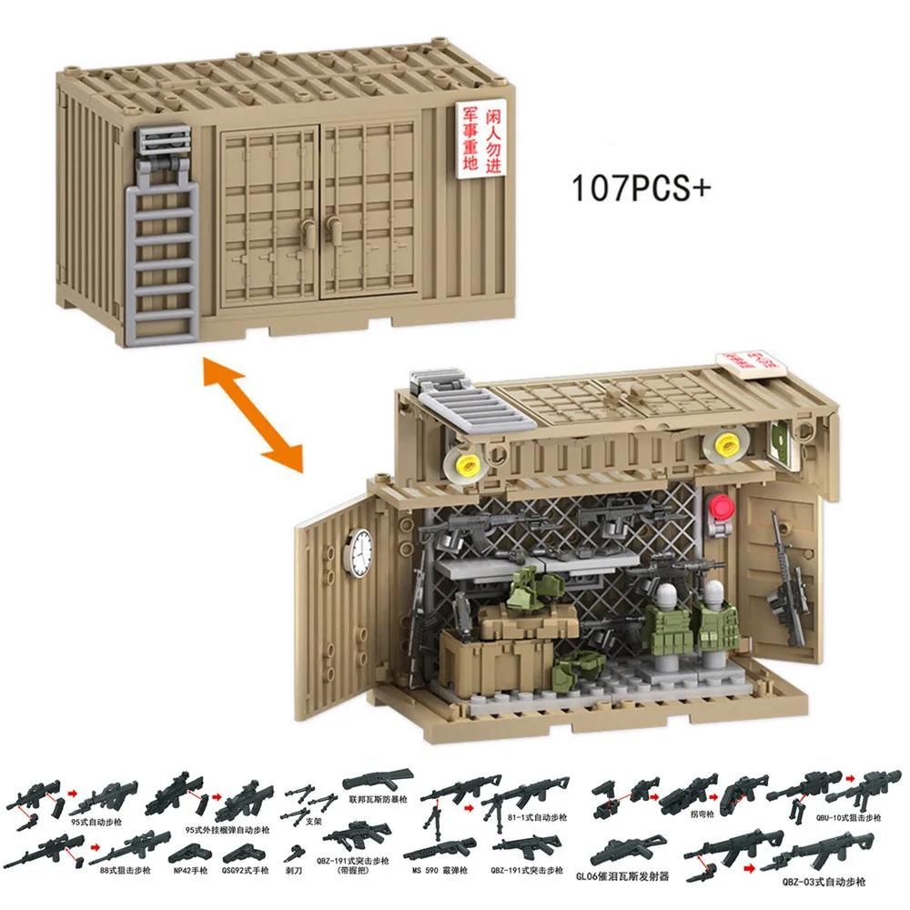 Army Military Soldiers SWAT Container Weapon Cannon Base Model Building Blocks Bricks  Toys Gift