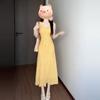 New Yellow Suspender Floral Dress Children's Summer French Temperament Small Seaside Vacation Dress