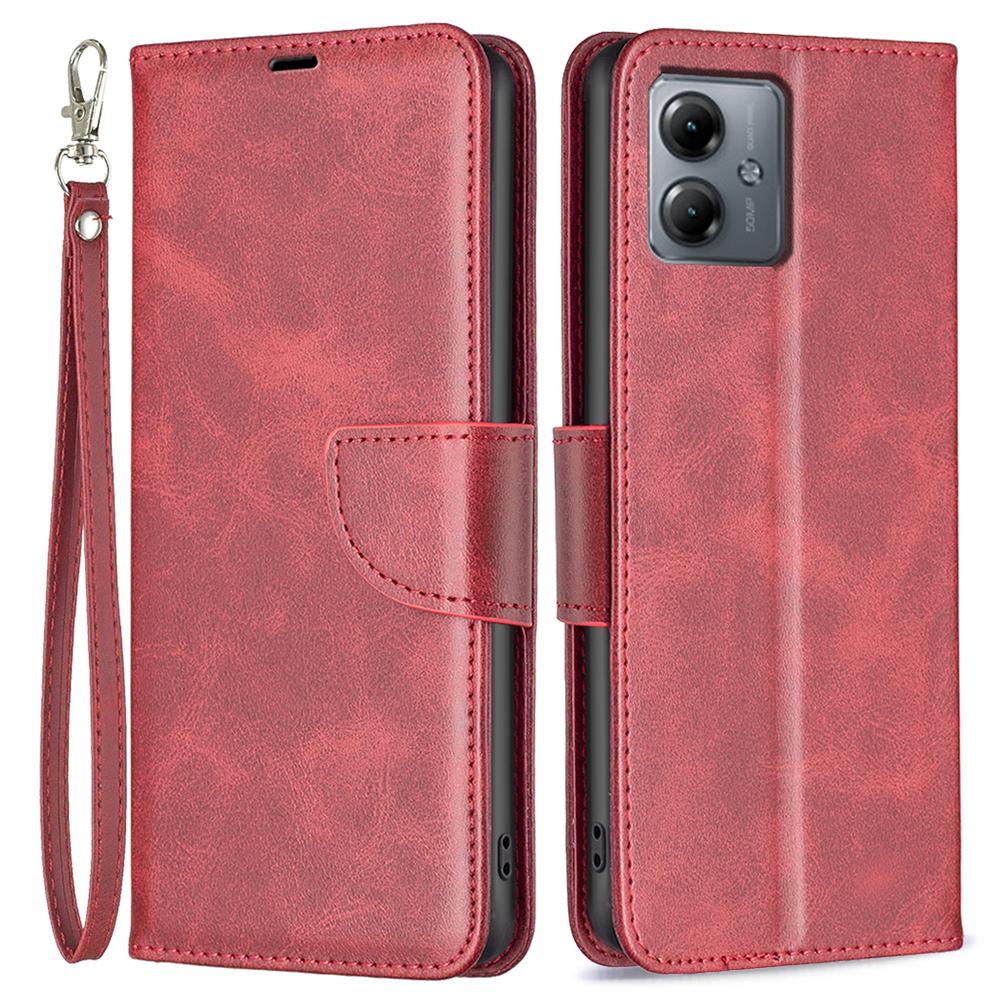 

For Motorola Moto G14 4G Flip Shell Textured Wallet PU Leather Phone Case Stand Phone Cover Red