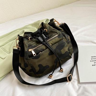 Winter Trendy Camouflage Oxford Cloth Bucket Bag - Versatile Drawstring Crossbody & Shoulder Bag for Women
