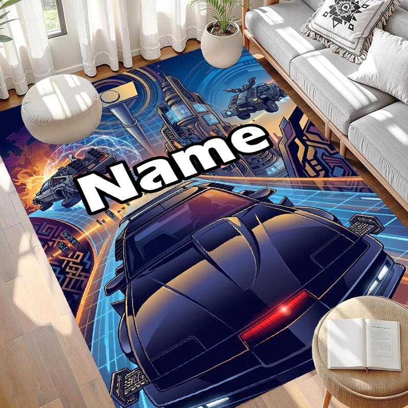 Custom Name Personalized Knight Rider Print Carpet, Versatile Home Decor Rug, for Playroom, Apartment, Balcony, Entryway, Hallway Gift