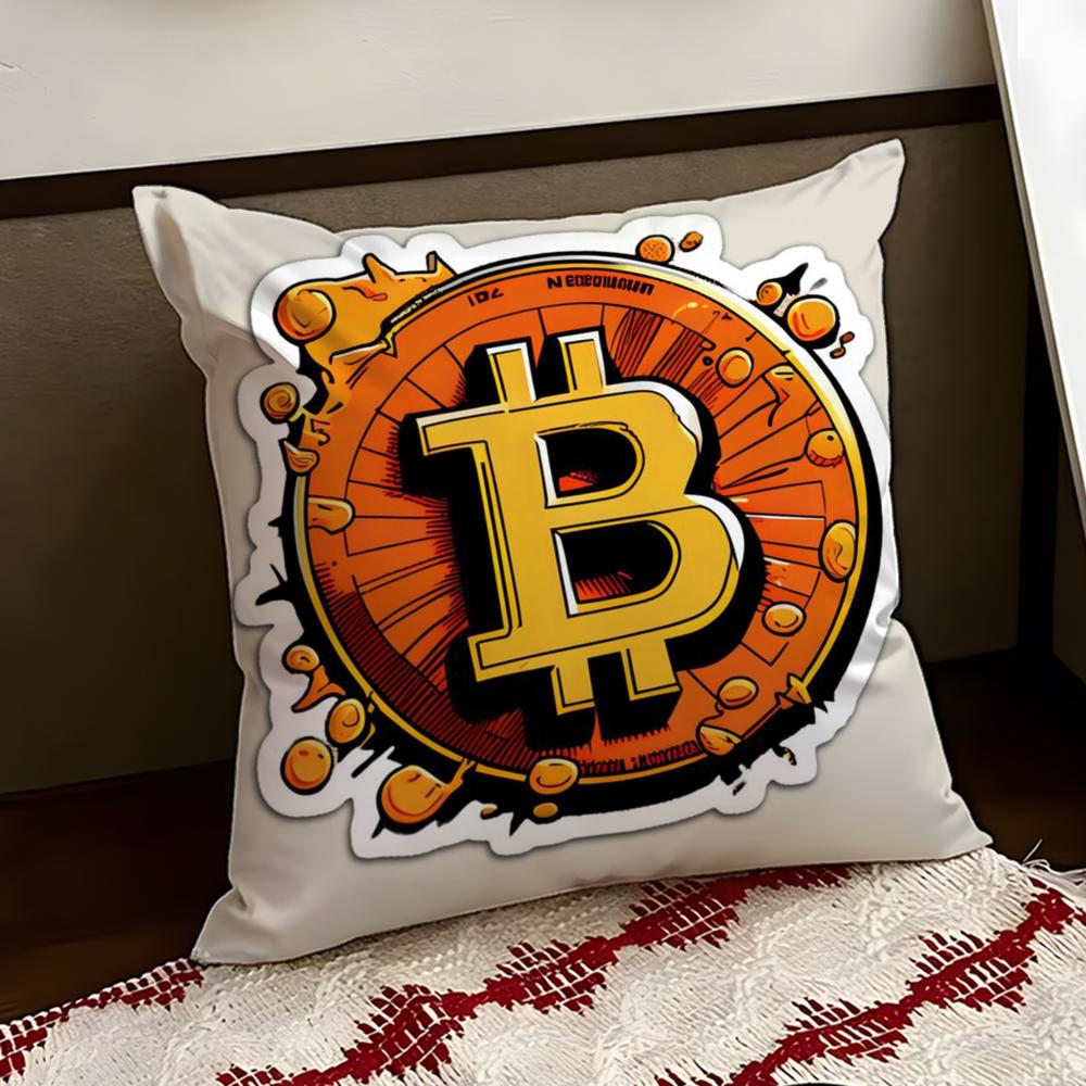BBitcoin Cryptocurrency Btc Cushion Cover Reversible Soft Durable Pillow Cover Home  Car MultiScene Use for Daily Comfort