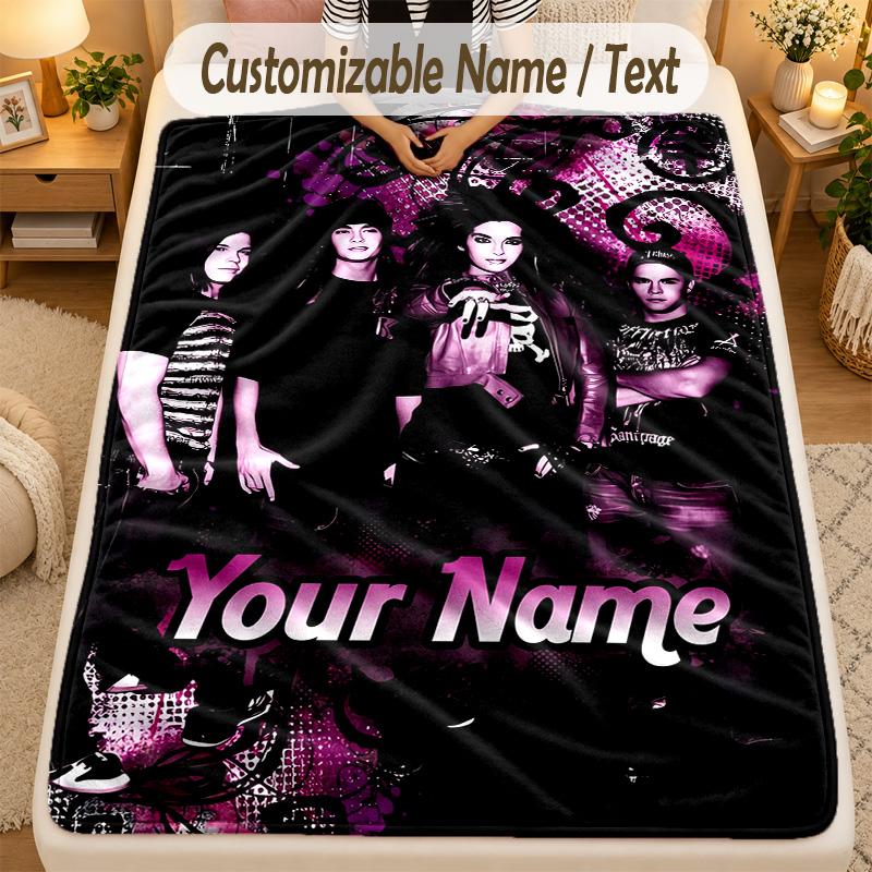 Flannel BlanketTokio Hotel Custom Name Text Personalized Soft Warm Throw Blanket Home Decor Gift