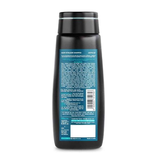 Ustraa Hair Vitalizer Shampoo - 250ml - Dermatologically Tested, With Biotin, Caffeine, Omega 3 & Omega 6, 10x Stronger Hair