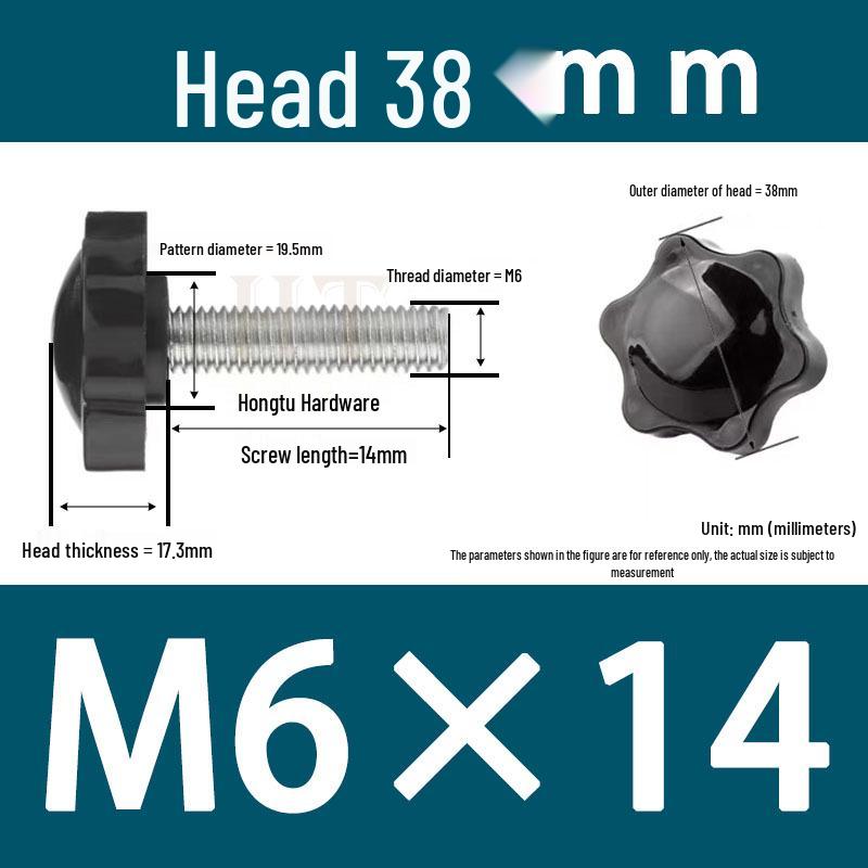 32-Head Rubber Six-Star Plum Blossom Handle Knob M5/M6/M8 Plastic Thumb Screw