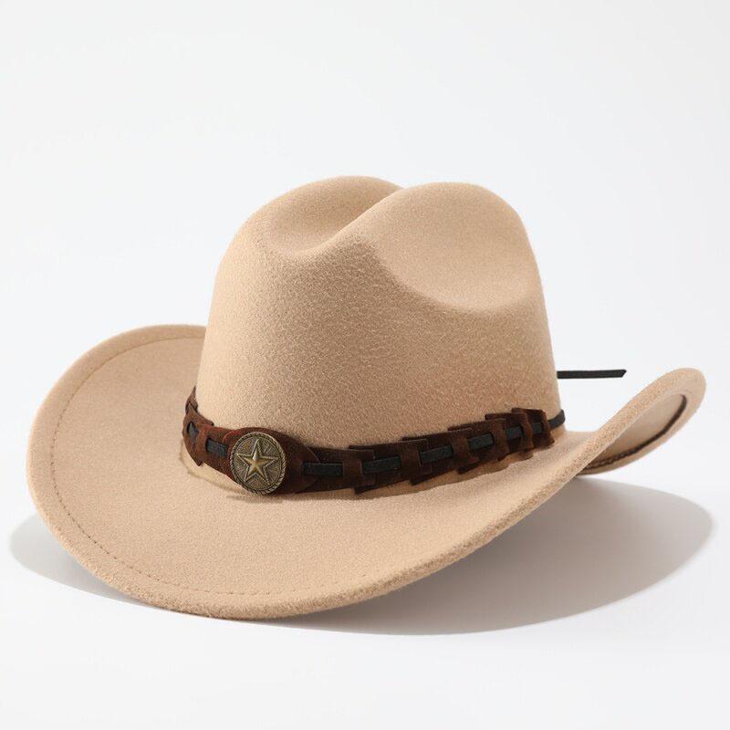 New Tibetan woolen top hat with rolled brim Western cowboy hat with rolled edge Felt hat European and American western cowboy hat