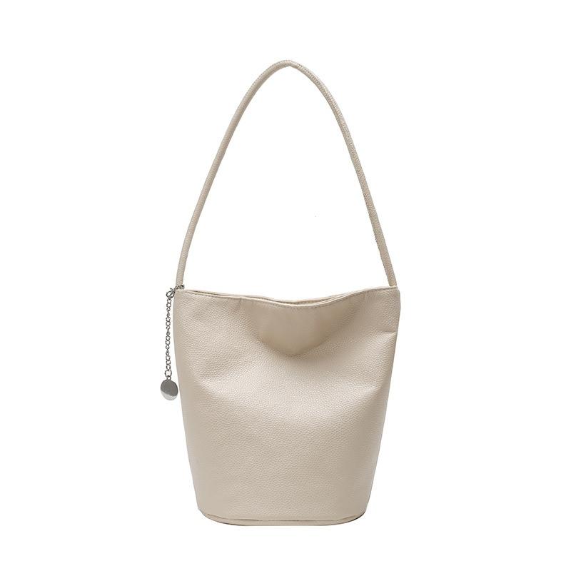 Trendy soft portable bucket bag simple daily large-capacity bag texture shoulder bag women