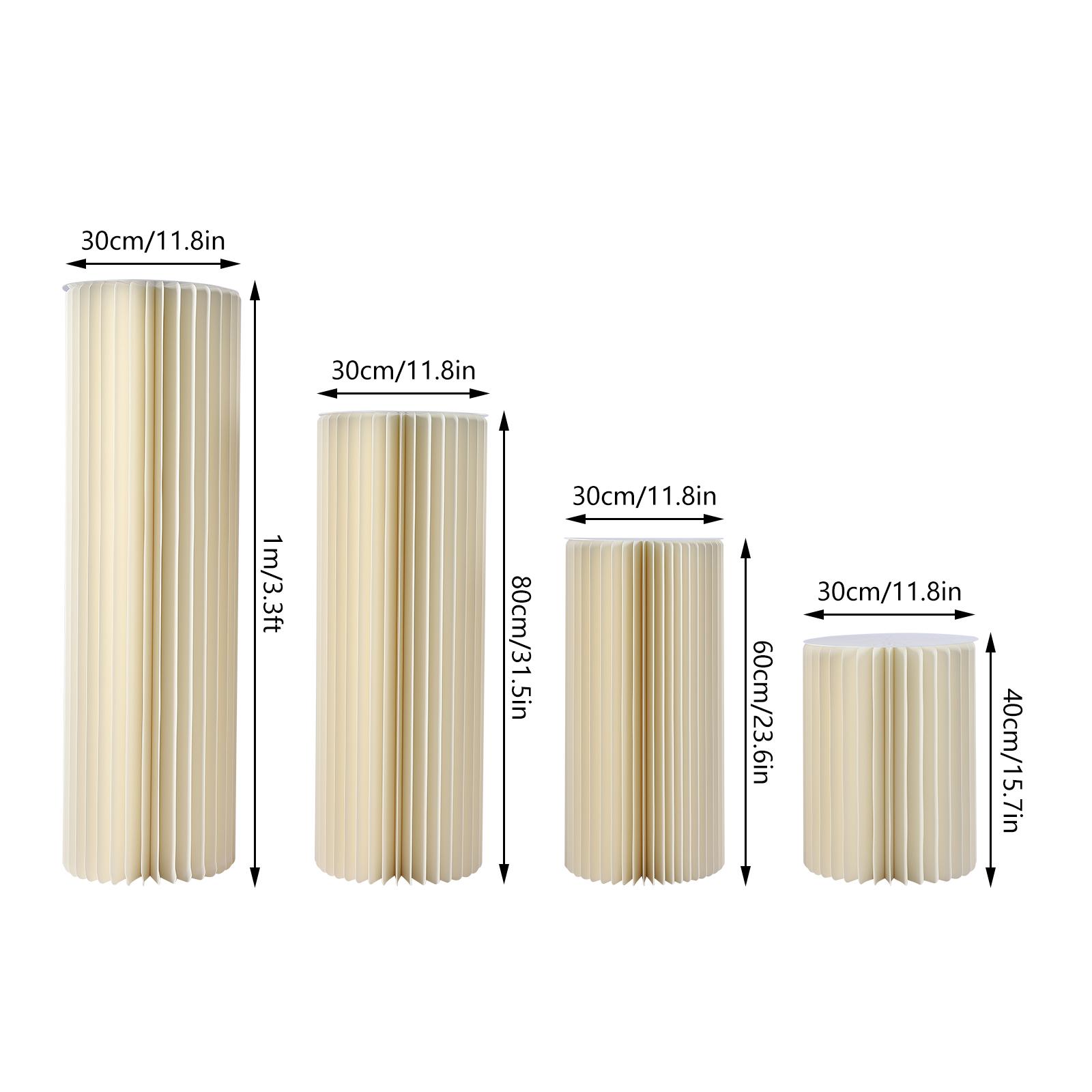 

4Pcs Cylinder Cardboard Dessert Table Columns Foldable Flower Stand Party Centerpiece Decor Rack M