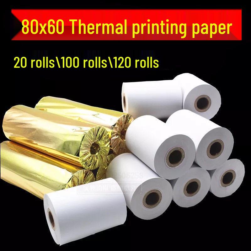 120 Rolls 80x60mm Thermal Receipt Paper for Kitchen Printers and Cash Registers 80x60mm