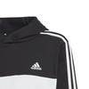 Adidas Essentials Tiberio Five Size 140 Kids' 3-Stripes Hoodie, Unisex, DTP54, Black/White/Grey (IJ8728),