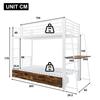 White Bunk Bed 90x200 Cm with Desk, LED Lighting and Storage Drawer, EN747 Certified, 250 Kg Per Level