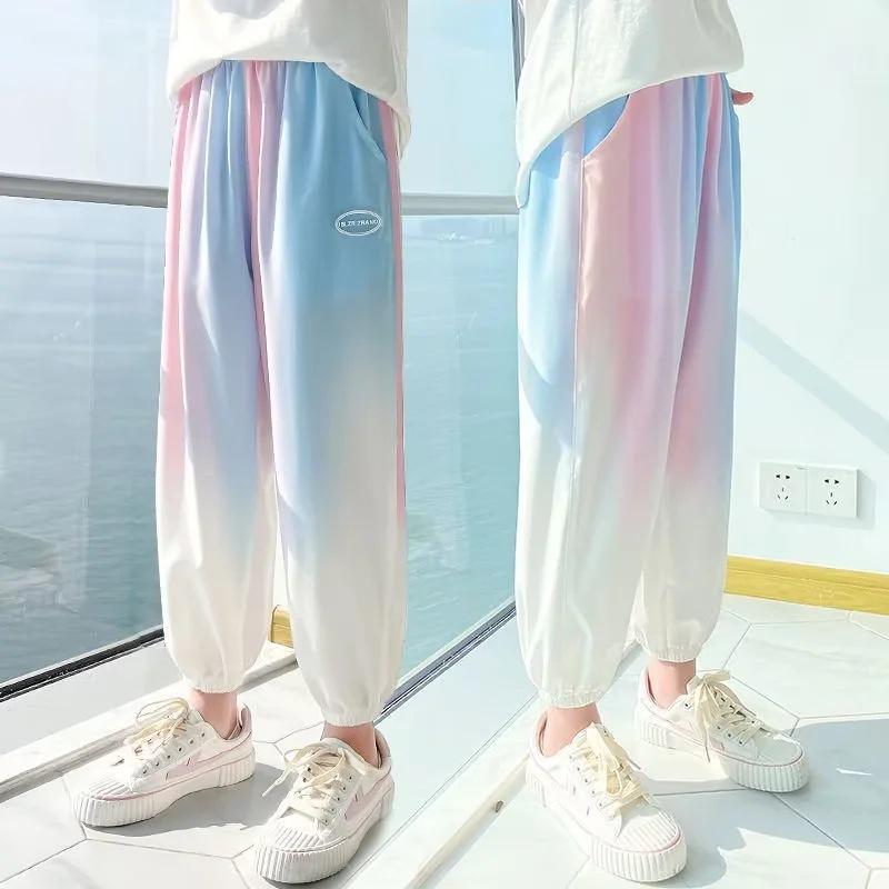 2023 Girls' Ice Silk Anti-Mosquito Summer Pants - Lightweight, Breathable Sports Trousers for Kids