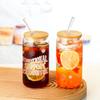 16oz "Emotional Support" Sublimeringsglasburk med bambulock och sugrör Kaffekopp Juice Glasflaska Sommar Vinter Dryckesglas