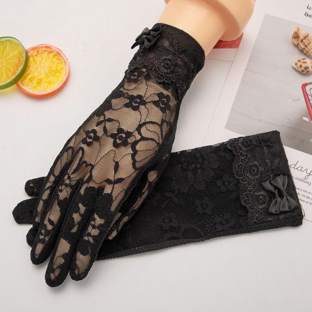 Lace Sunscreen Gloves Anti-Slip Touch Screen Gloves Elegant Ice Silk Glove  Outdoor