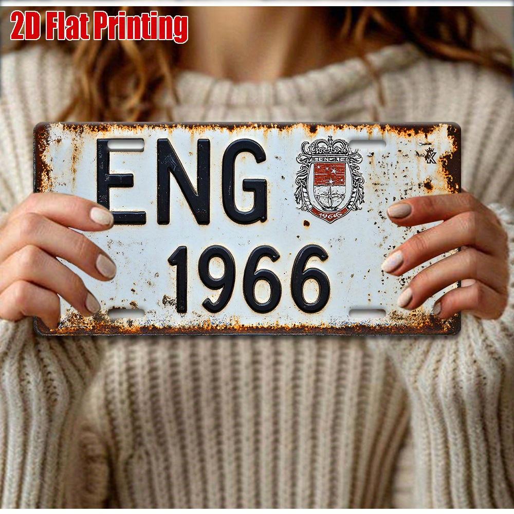 England Football License Plate - ENG 1966 Retro Soccer Wall Decor, Heavy-Duty Aluminum Metal Sign for Game Room, Garage, Bar, fo