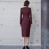 AD Ancora Women's Red Slim-Fit Round Neck Suit Jacket and Skirt Set - High-End Socialite Style for Professional Commute