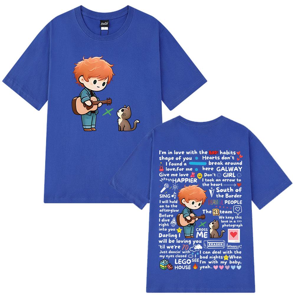 2025 Summer Ed Sheeran European Tour Graffiti Pattern Hot Sale T-Shirt Men Women  Harajuku 100% Pure Cotton Printed T-shirt Y2k