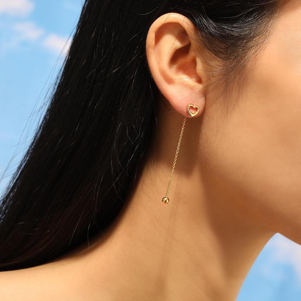 High-End Korean Style Titanium Heart Earrings - Anti-Drop & Anti-Snag Design for Women