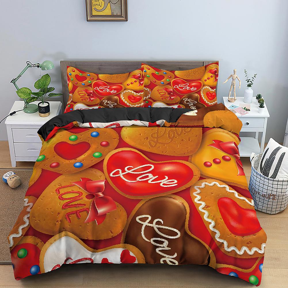 Valentine'S Day Wedding Bedding Set 2/3 Pcs Luxurious Rose Love Heart Duvet Cover King 3D Red Rose Print Quilt Cover