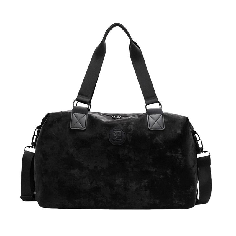 

Женская модная легкая сумка для ручной клади на короткие расстояния с темным узором, спортивная сумка большой вместимости для улицы и фитнеса с влагонепроницаемым отделением чёрный