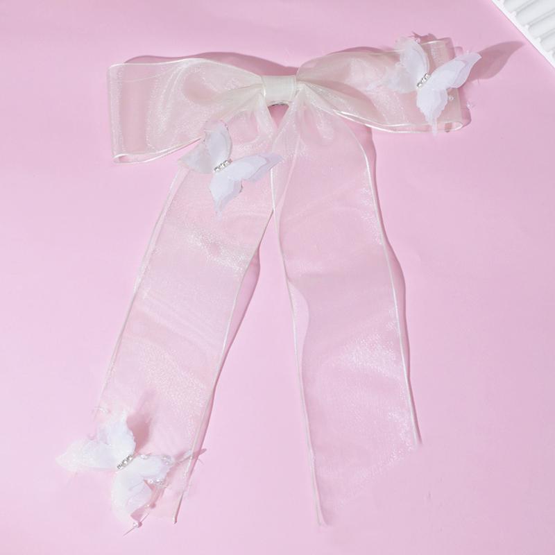 Lystrfac Fairy Mesh Butterfly Hair Bow For Women Girls Fashion Transparent Hairpin Top Clip Hairgrips Female Hair Accessories
