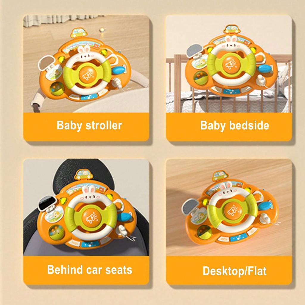 Fiakup Steering Wheel Toy,Cute Simulation Driving Toy With Light And Music,Kids Car Toys Steering Wheel, Musical Toy Multifunctional Educational Toys