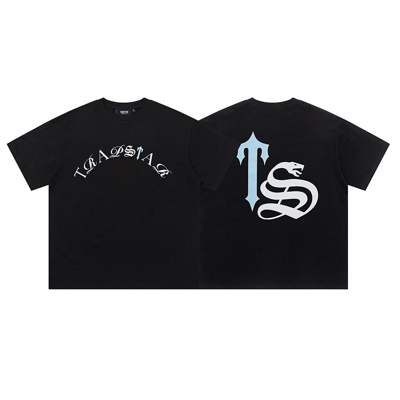 

671 Trapstar London 2025 Summer New High Quality Cotton Round Neck Loose Large Size Men s and Women s T-shirt Couple T-shirt S чорний