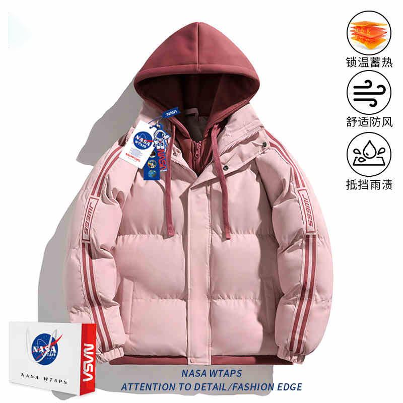Gefälschtes zweiteiliges gepolstertes Anzug-Herren-verdickte Baumwolljacke Winter 2025 Partnerjacke Hong Kong Stil lockere Kapuzen-Brotjacke