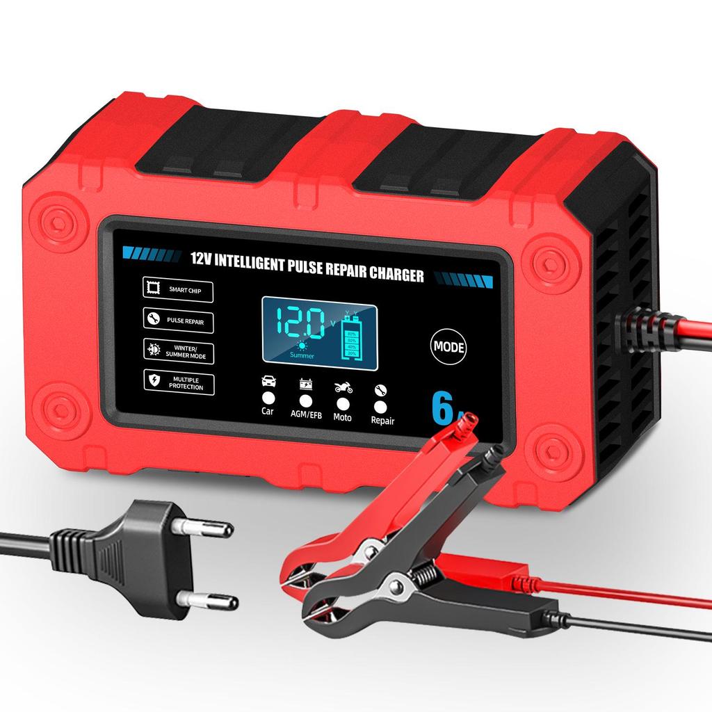 Smart 12V 6A Car & Motorcycle Charger, Repair & Low Voltage Start Function