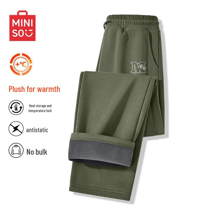 MINISO Men's Winter Fleece-Lined Straight-Leg Casual Pants