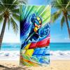 1Pc Megaman Action Beach Towel, Quick Dry, Multi-Use for Beach Pool Gym Yoga Home Travel, Christmas, Halloween, Xmas Gift M92932