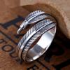 2026 Dark Wind Fashion Accessories Black Vintage Personality Ring, Female Open Feather Ring
