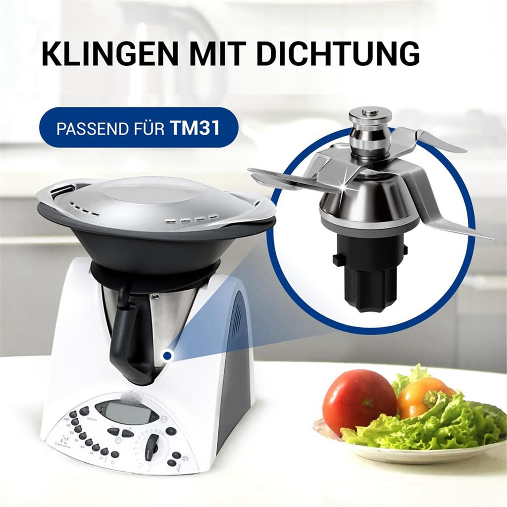 Mixing Knife Replacement for Thermomix Tm31 Knife - Replacement Blade with 4 Blades and Seal - Food Processor Tm31