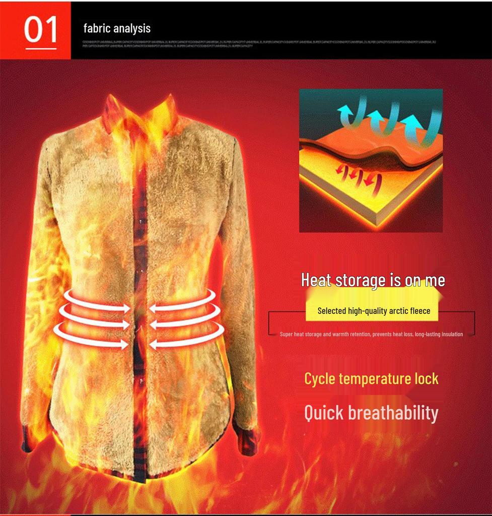 Women's 2025 Winter Slim Fit Cotton Plaid Shirt - Long Sleeve, Fleece Lined, Thick, Versatile, Plus Size