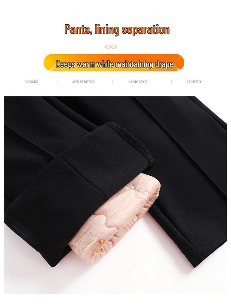 High Waist Women's Winter Velvet Micro-Flare Pants - Slimming Casual Suit with Thickened Fabric