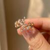 925 Silver Fashion Zircon Leaf Adjustable Rings for Women Gift Party High Quality stylish Fine Jewelry Sales